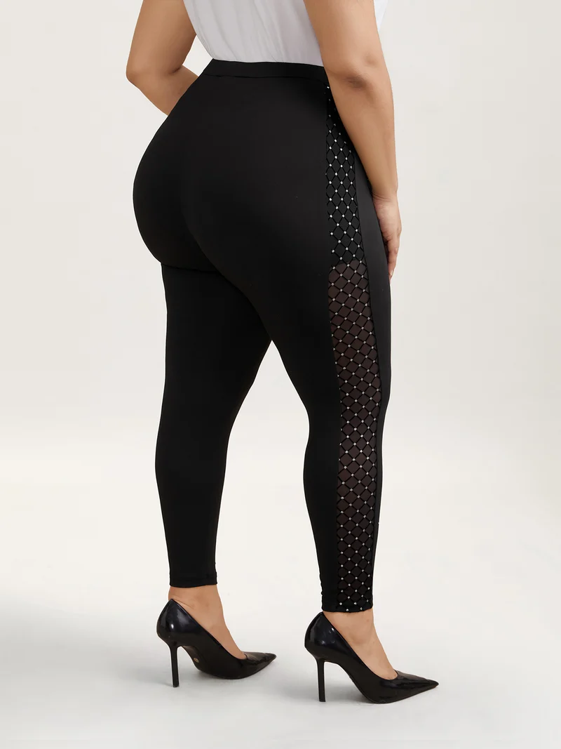 Mesh Spliced Skinny-Fit Leggings