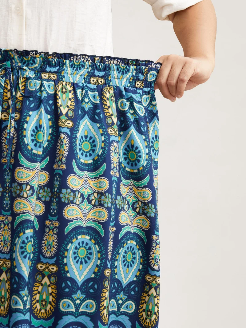Bohemian Floral Print Pleated Maxi Skirt