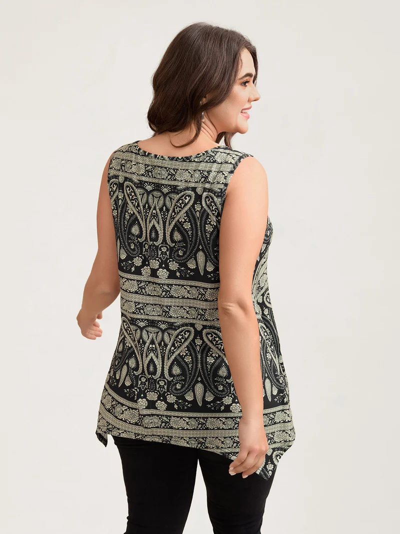 Boho Print Flared Tank Top
