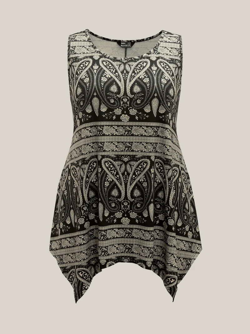 Boho Print Flared Tank Top
