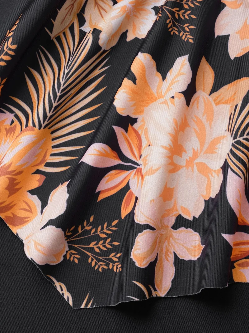 Tropical Floral Flared One-Piece Swimsuit
