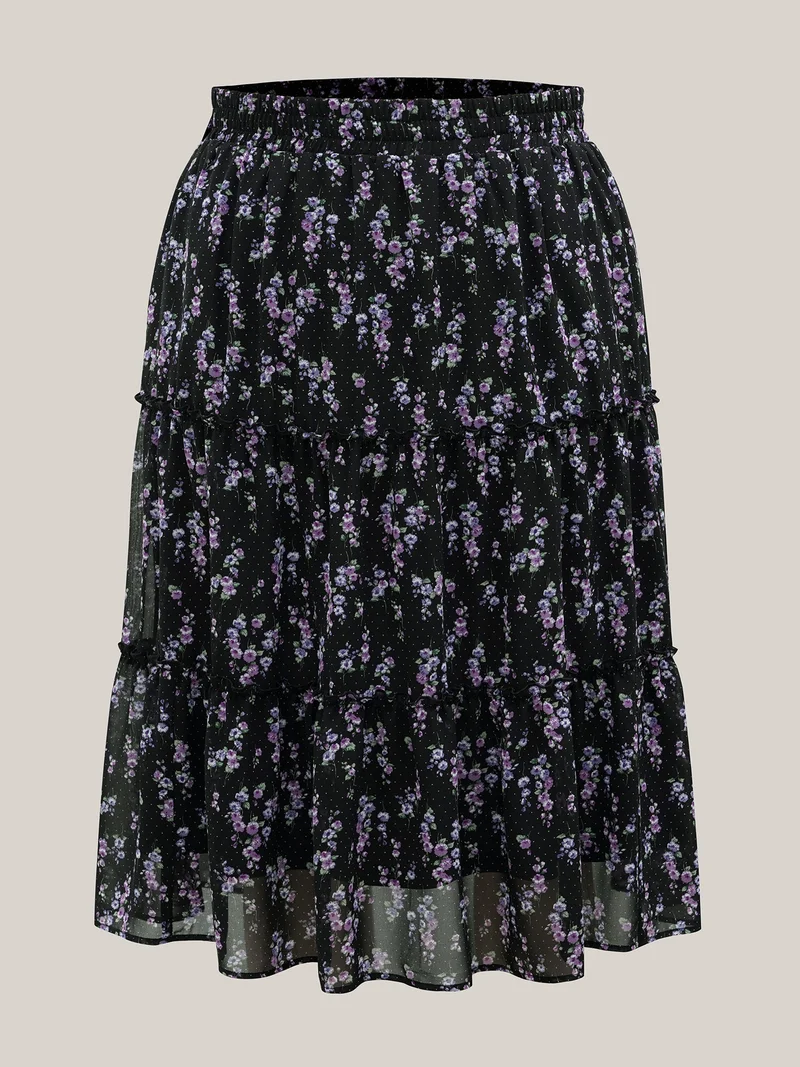 Flirty Floral Pleated Sheer Midi Skirt