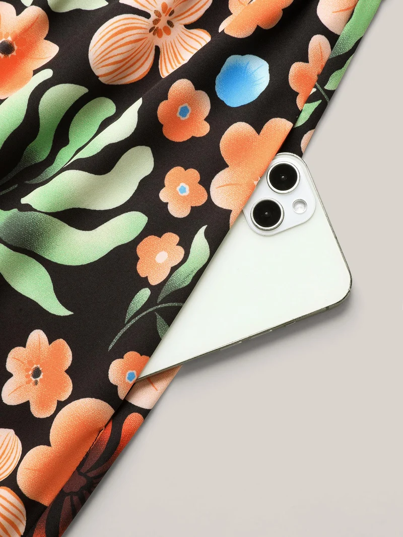 Multi-Color Floral Print Sleeveless Midi Dress