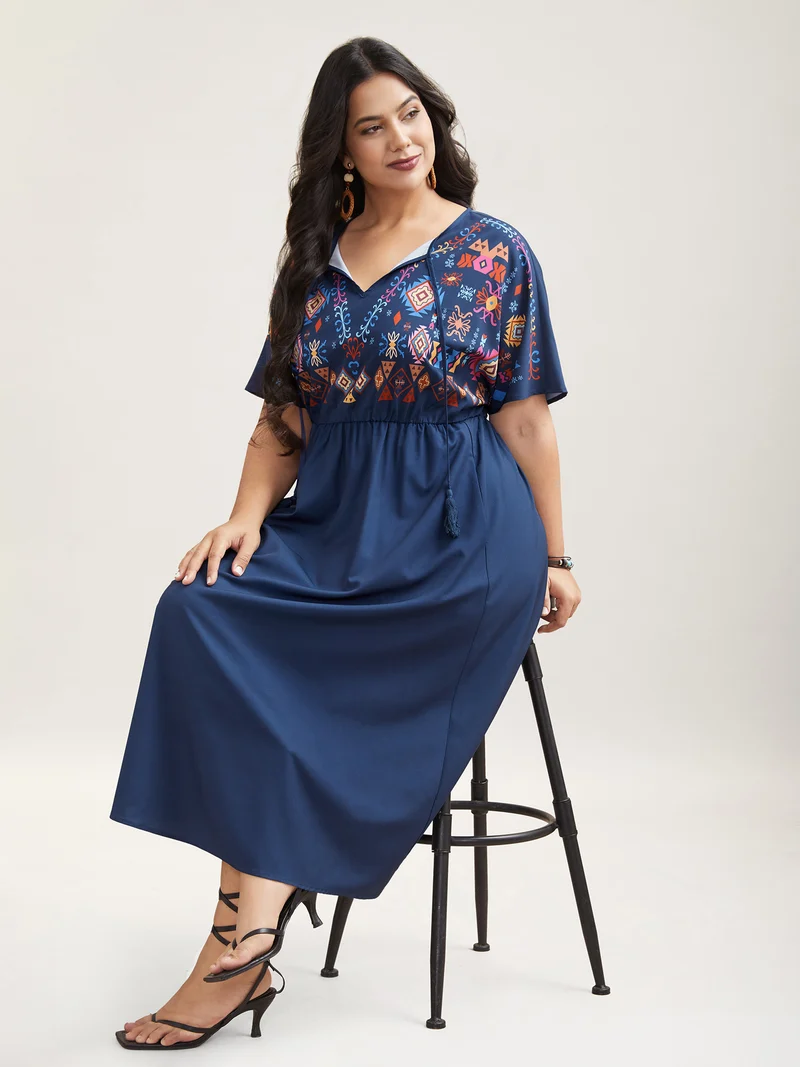Multi-Color Floral Print Pockets Maxi Dress