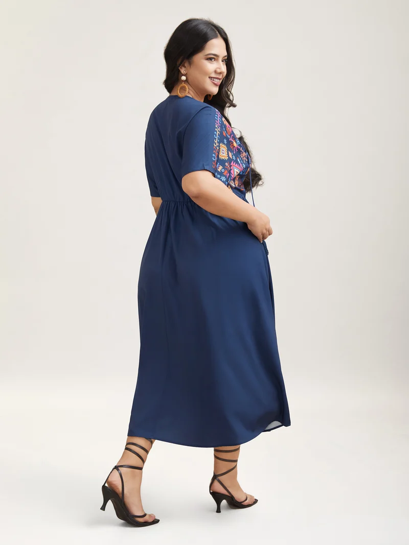 Multi-Color Floral Print Pockets Maxi Dress