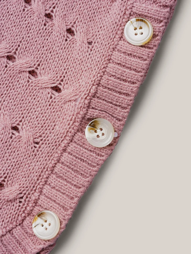 Cut-Out Buttons Round Neck Pullover