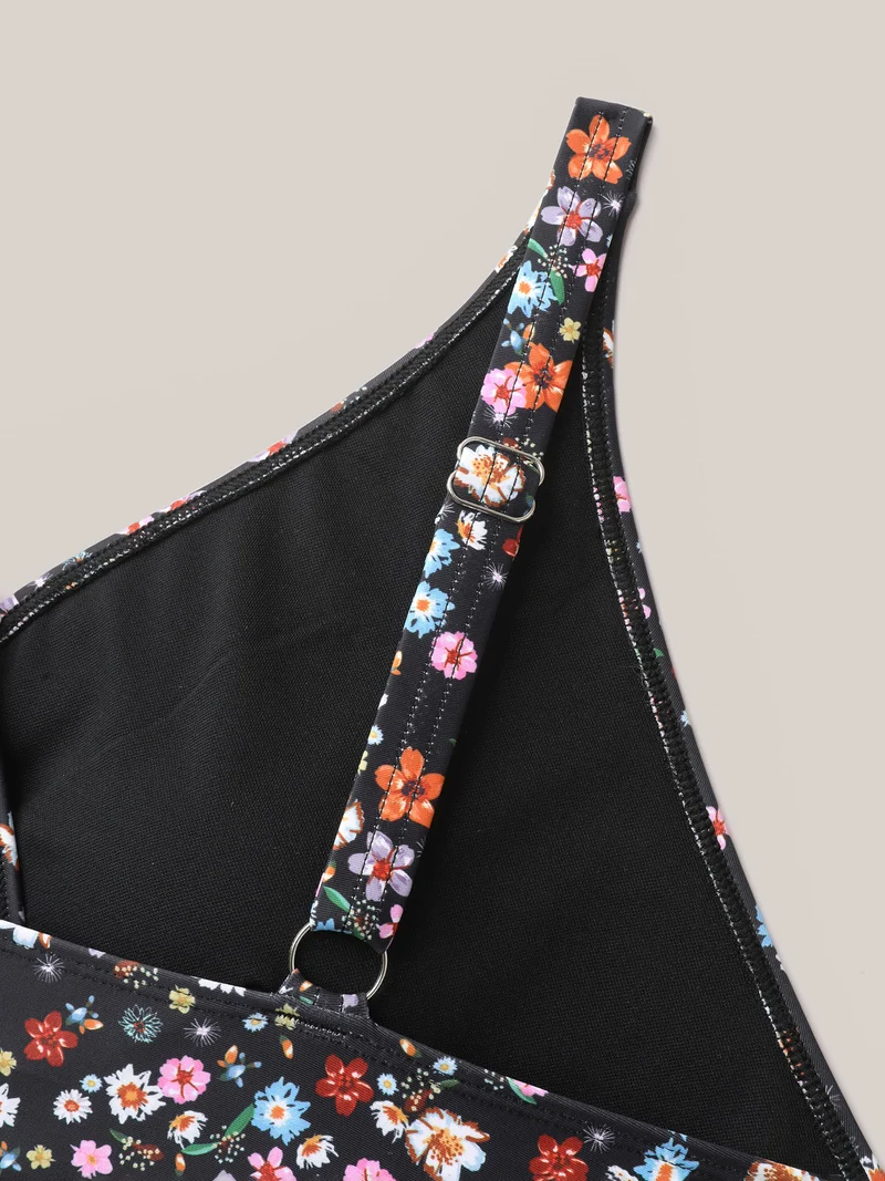 Floral Tied Waist Defining One-Piece Swimsuit