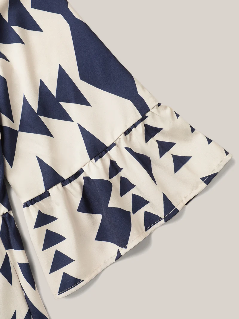 Geometric Print Stretchy Waist Pockets Maxi Dress