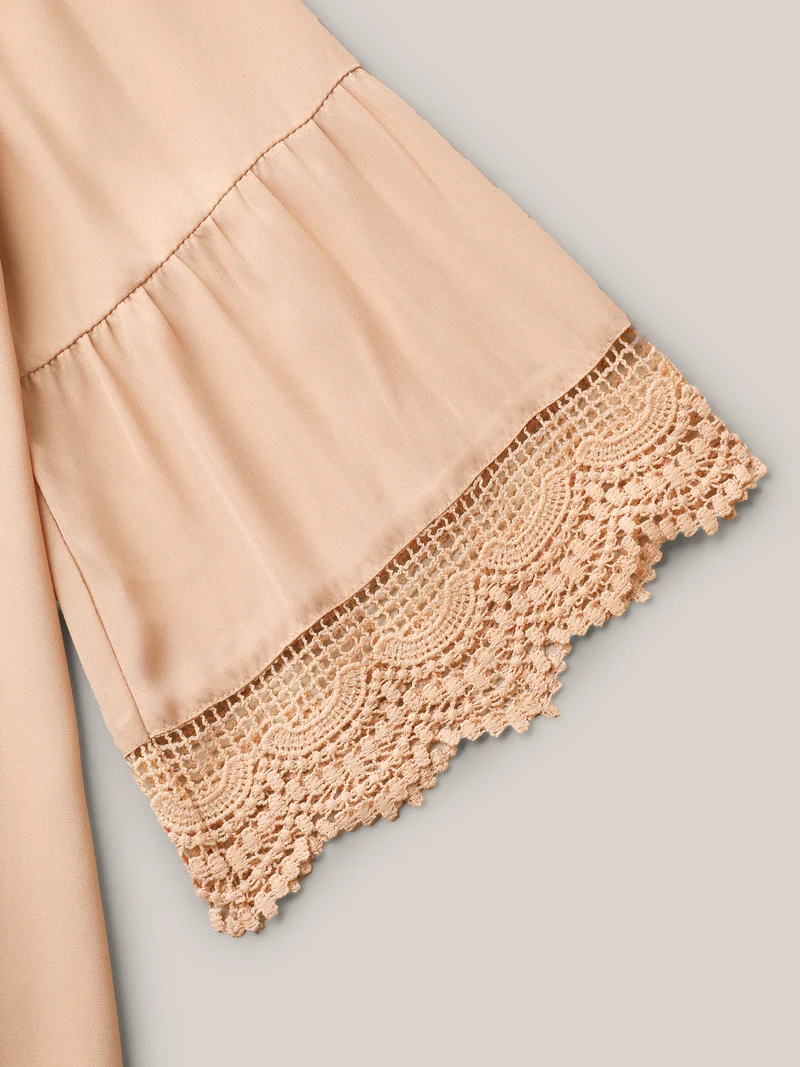 Scalloped Lace Open Front Kimono Cardigan