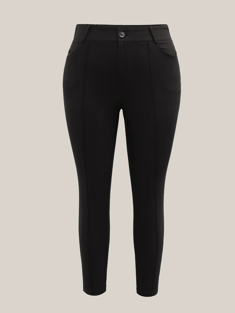 Stretchy Fabric Seamed Skinny-Fit Pants