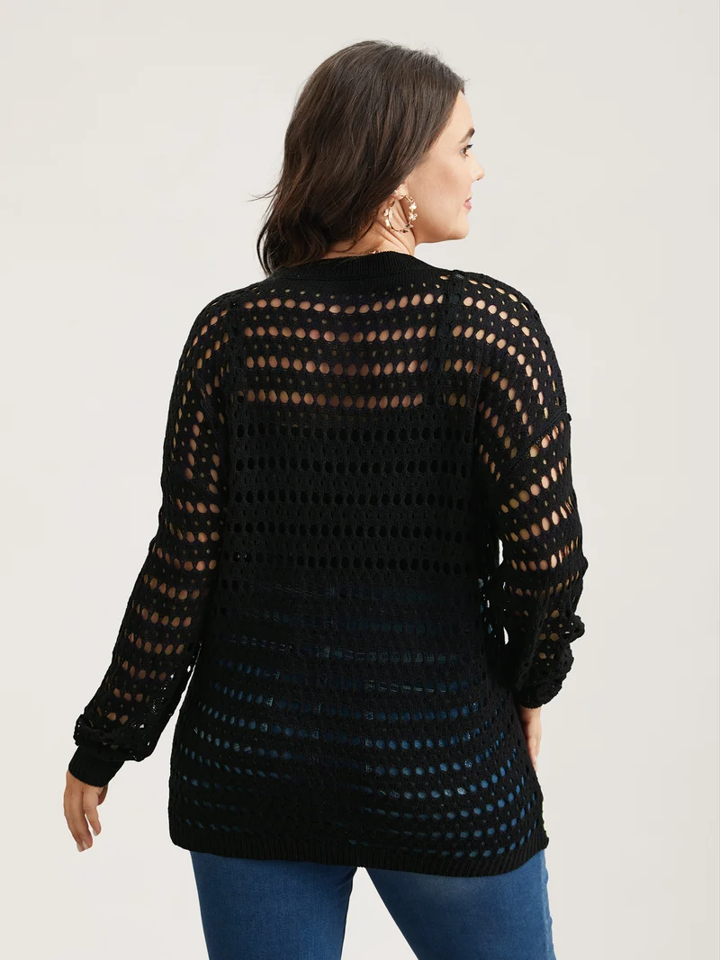 Hand Crochet Floral Cut-Out Pullover