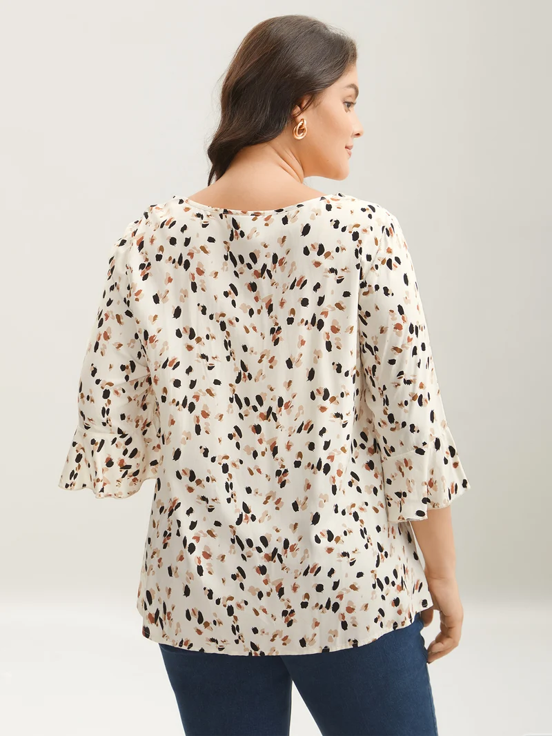 Leopard Print Ruffled Detail Shirt
