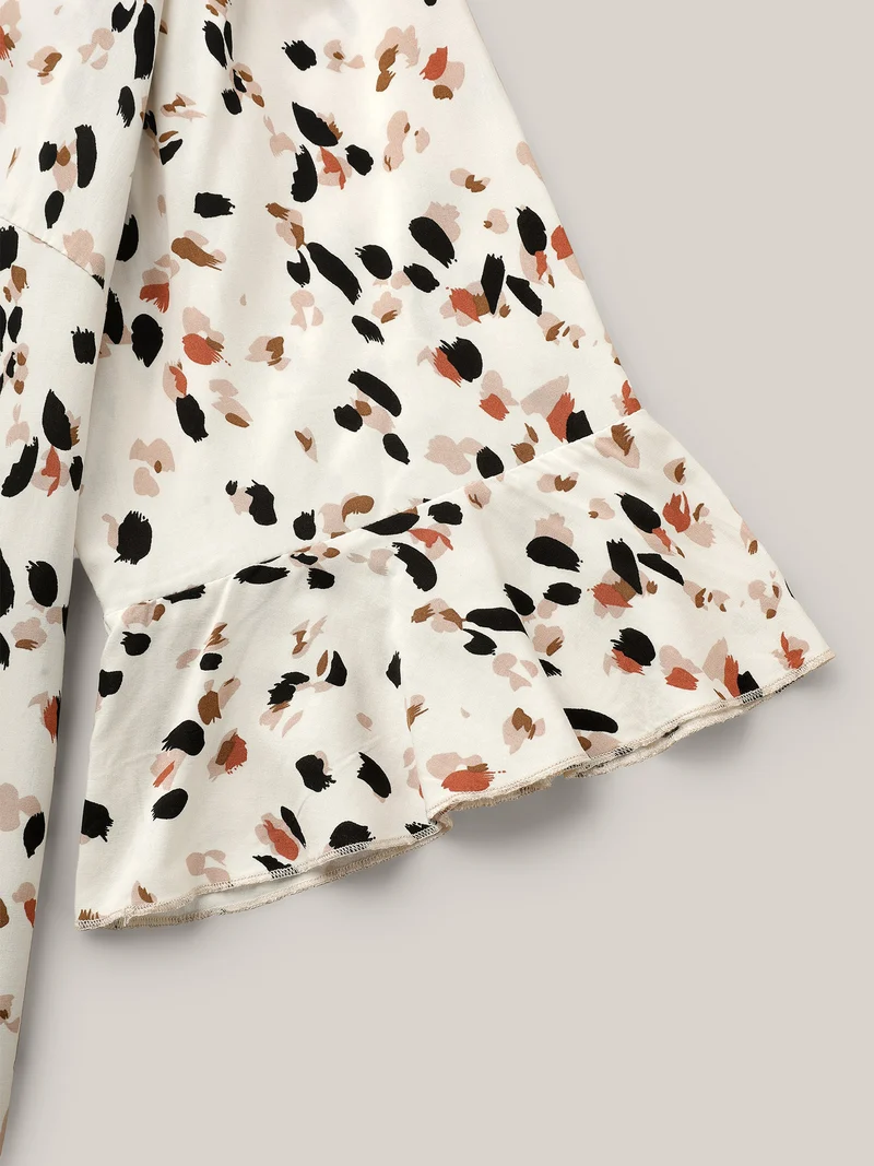 Leopard Print Ruffled Detail Shirt