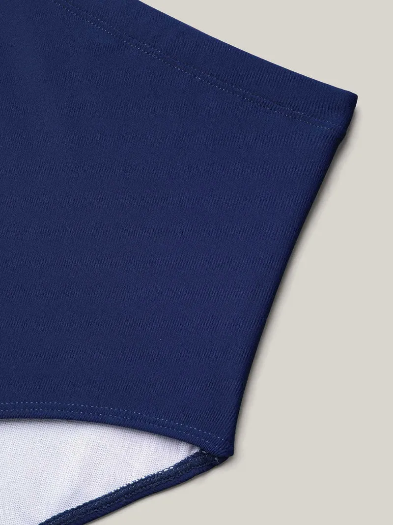Color-Block Surplice Neck Adjustable Swim Dress