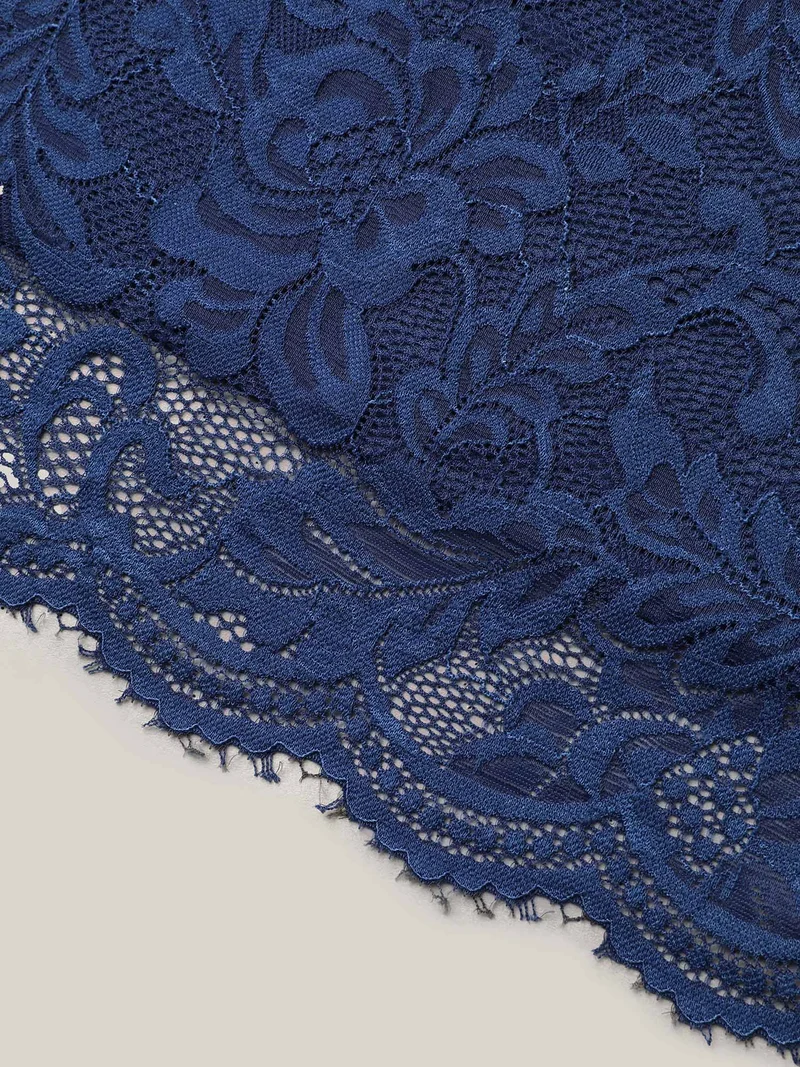 Stretchy-Waist Pleated Lace Midi Skirt