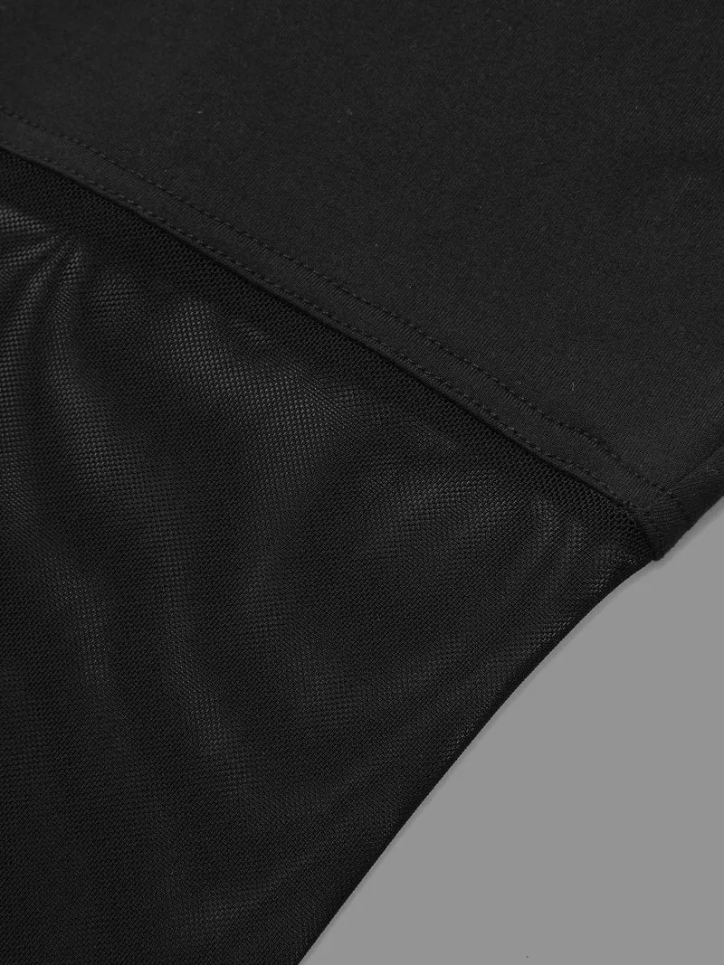 Mesh Patchwork Mid Rise Slim-Fit Leggings