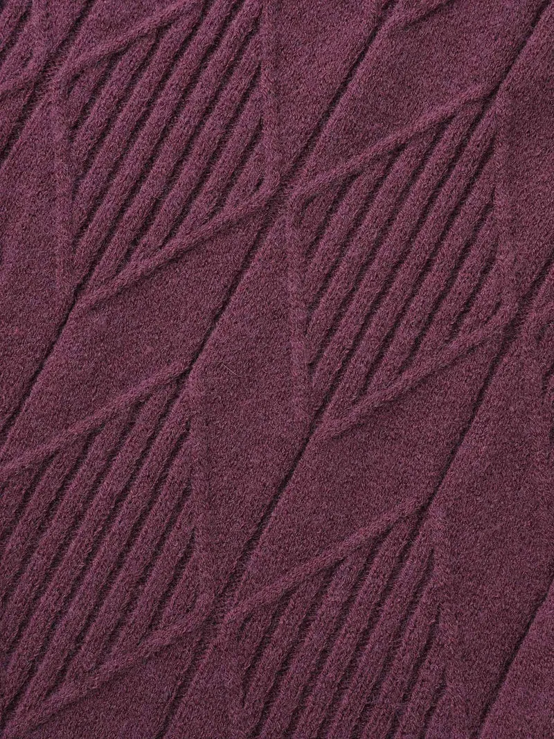 Cable Knit Turtleneck Split Hem Pullover