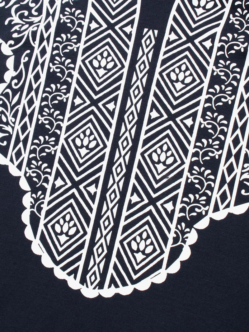 Geometric Printed Notched Collar Slim-Fit Tank Top