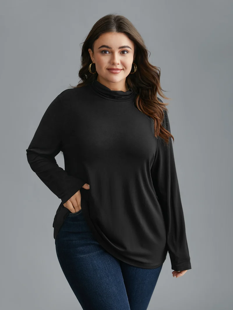 Supersoft Essentials Solid Mock Neck T-shirt