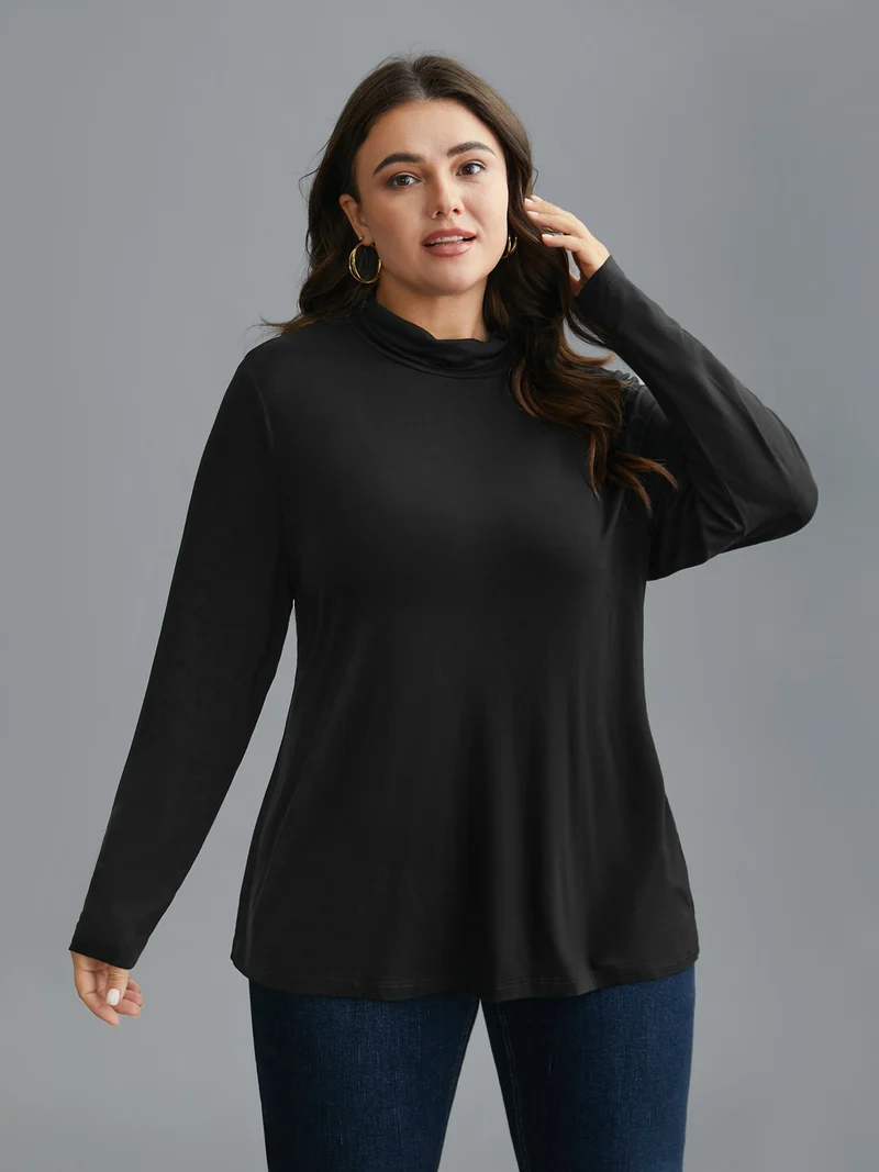 Supersoft Essentials Solid Mock Neck T-shirt