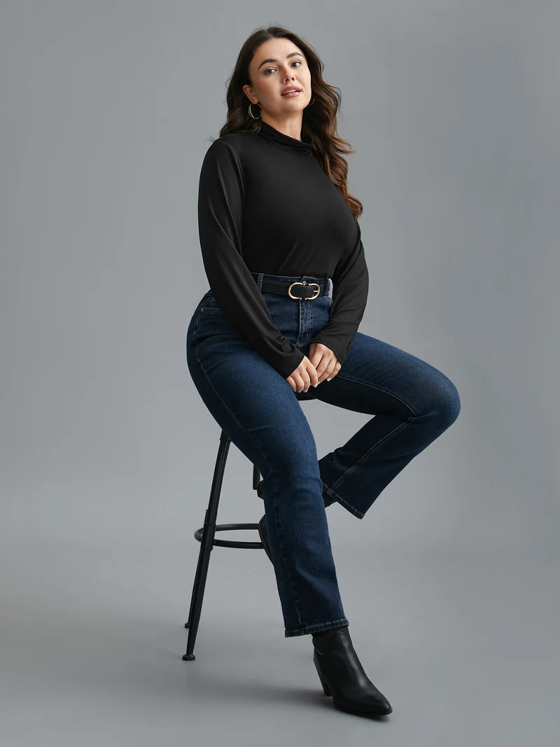 Supersoft Essentials Solid Mock Neck T-shirt