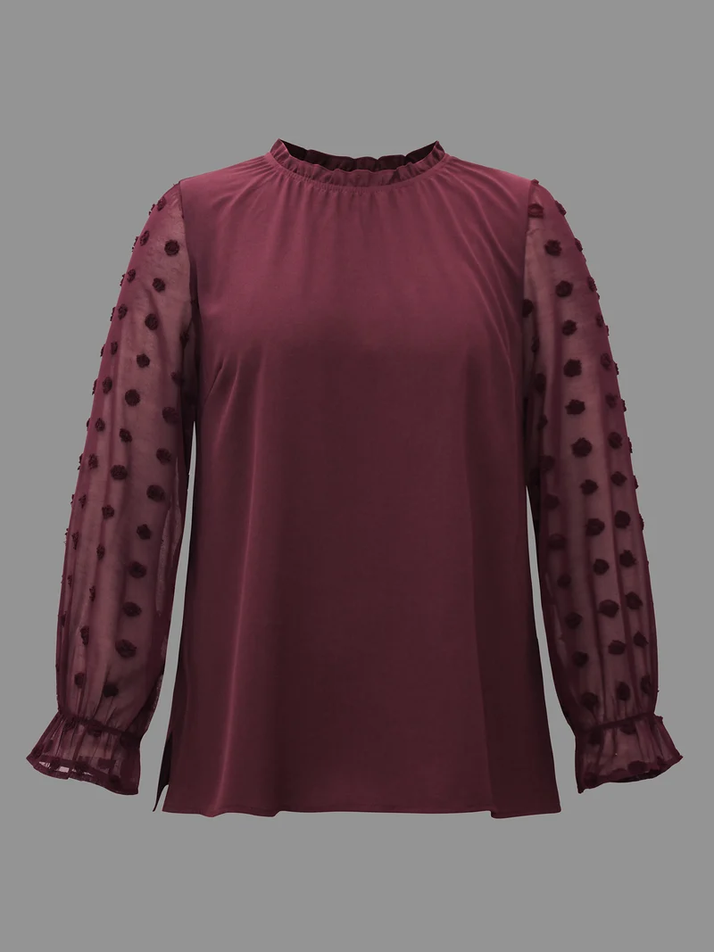 Texture Ruffles Patchwork Gathered Blouse