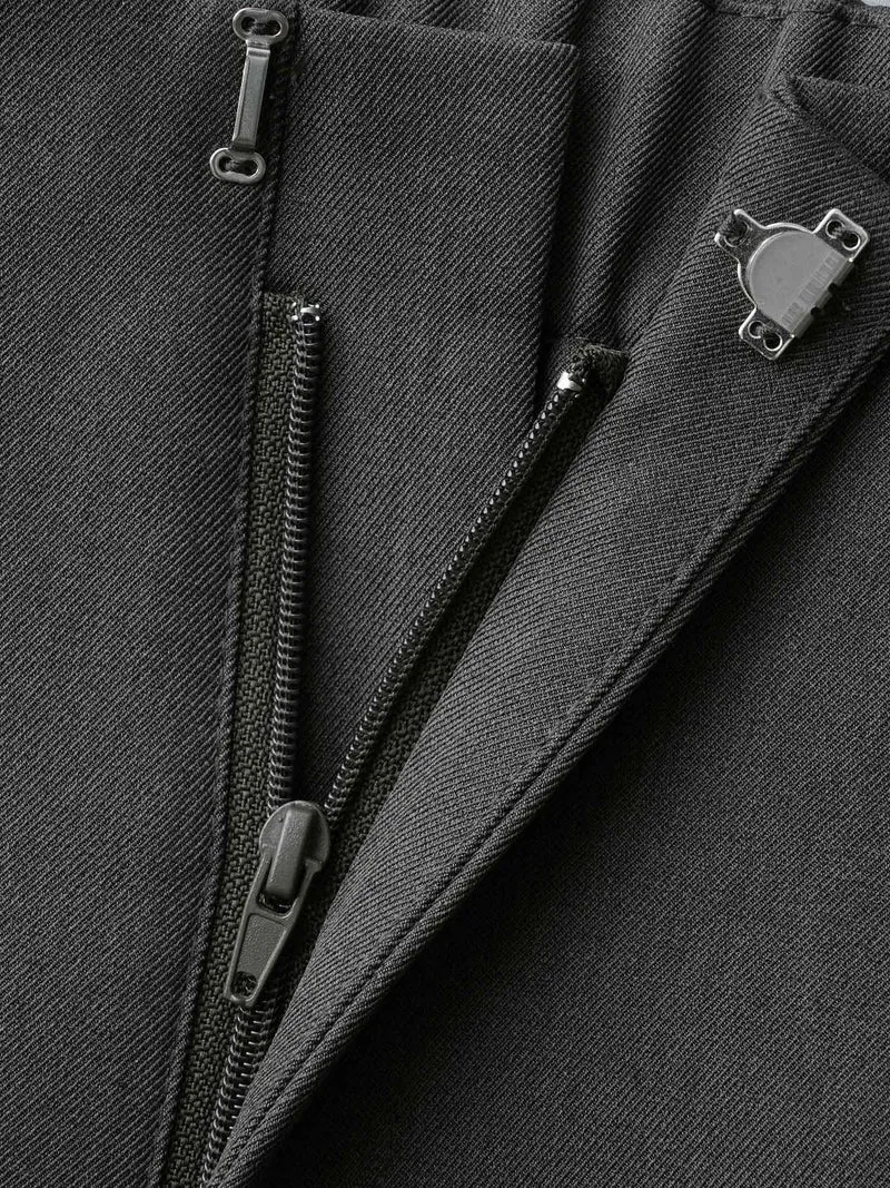 Pleated Mid-Rise Straight Leg Pants