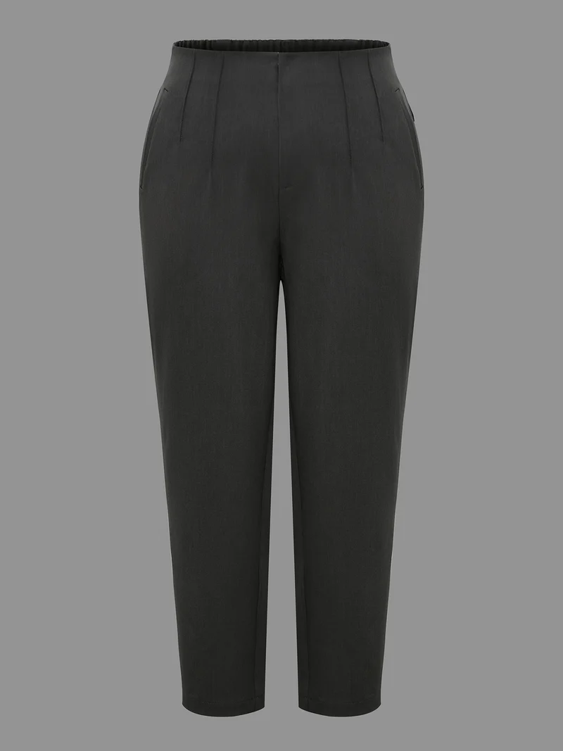 Pleated Mid-Rise Straight Leg Pants