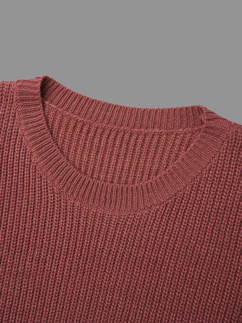 Textured Drop Shoulder Button Detailing Pullover