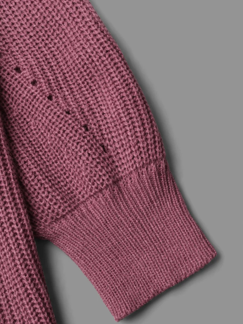 Plain Texture Trim Lantern Sleeve Pullover