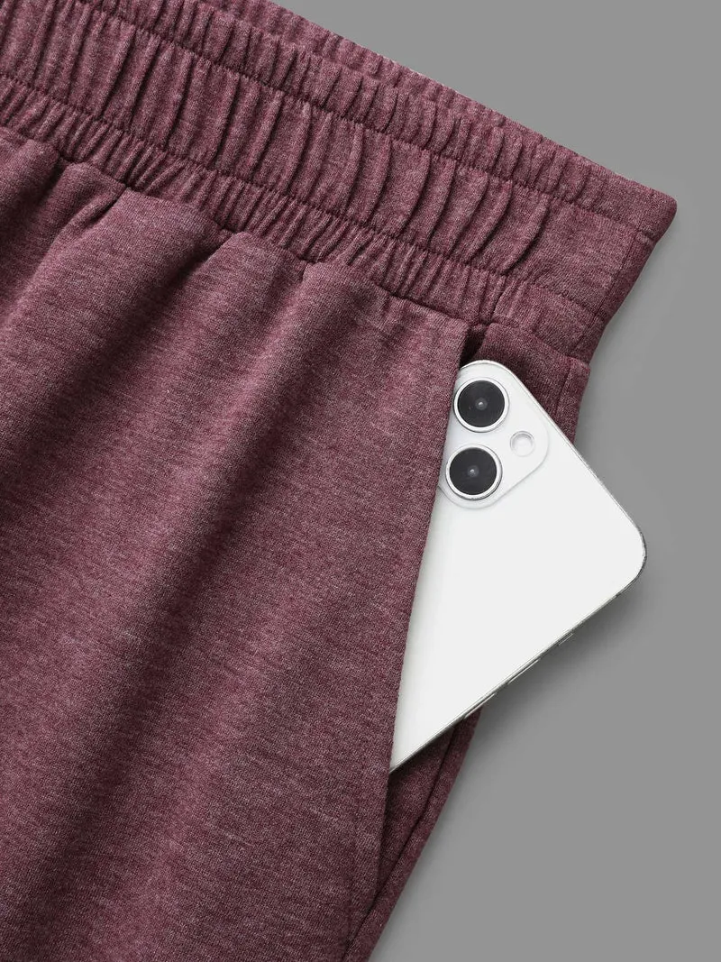 Heather Elastic Waist Mid Rise Pants