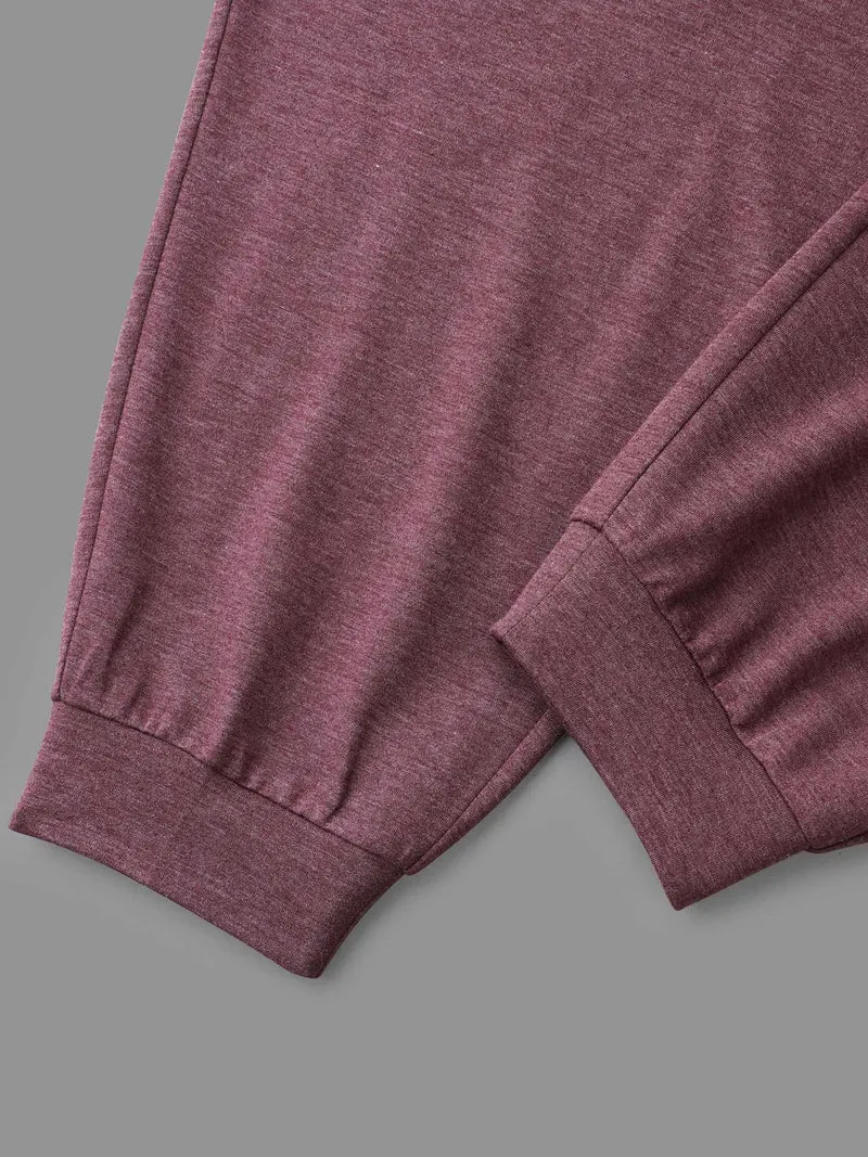 Heather Elastic Waist Mid Rise Pants