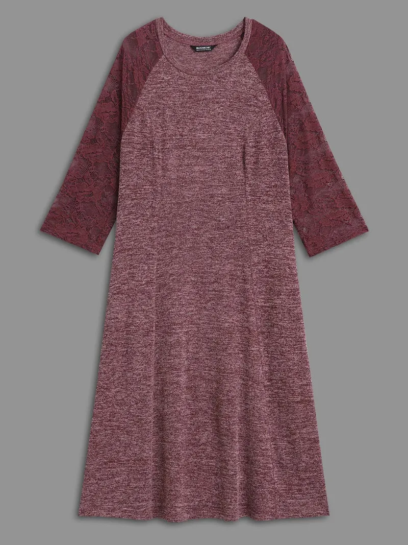 Heather Lace Patchwork Mesh Midi Dress