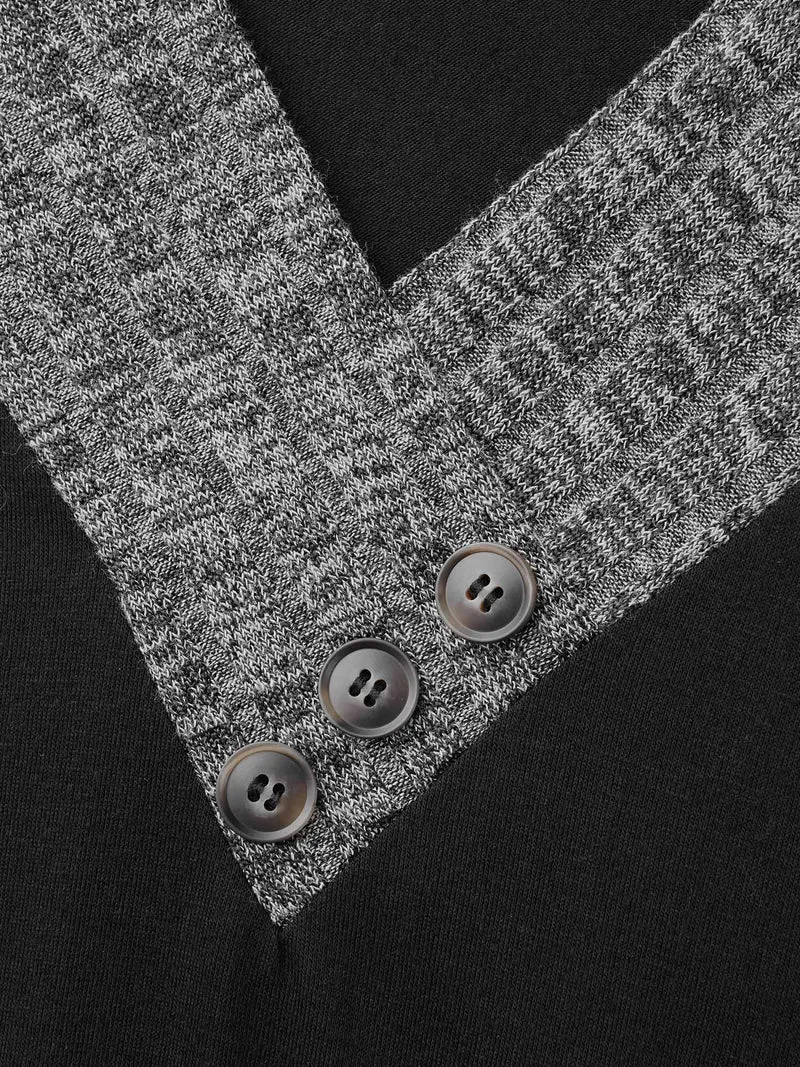 Textured Patchwork Button Detail Midi Dress