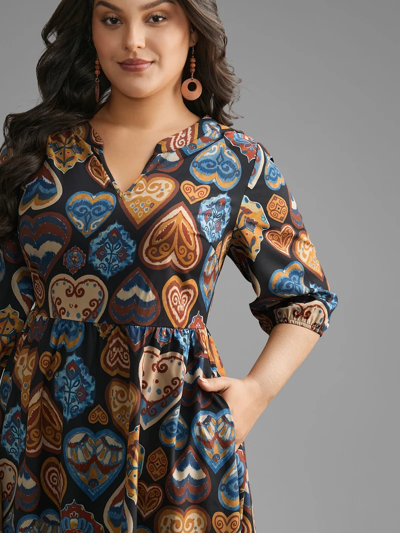 Bandana Elastic Waist Lantern Sleeve Dress