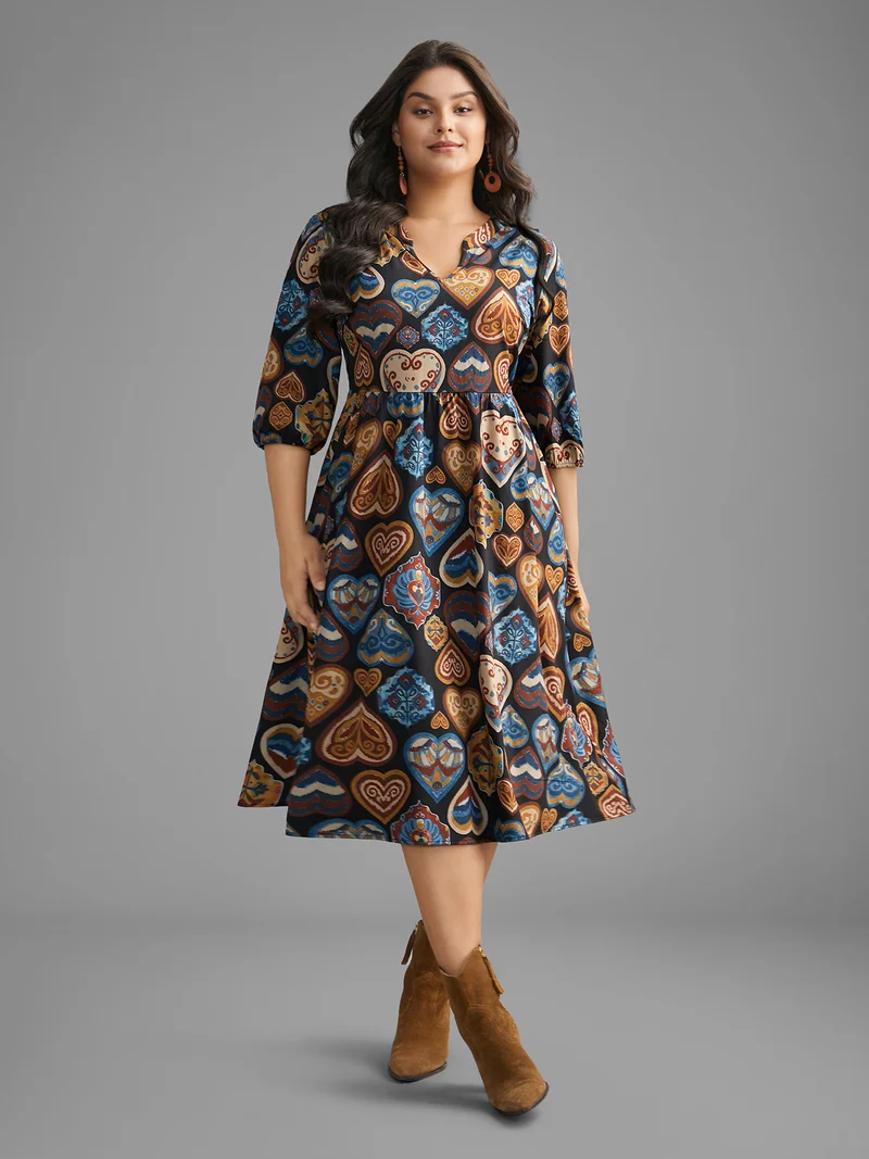 Bandana Elastic Waist Lantern Sleeve Dress