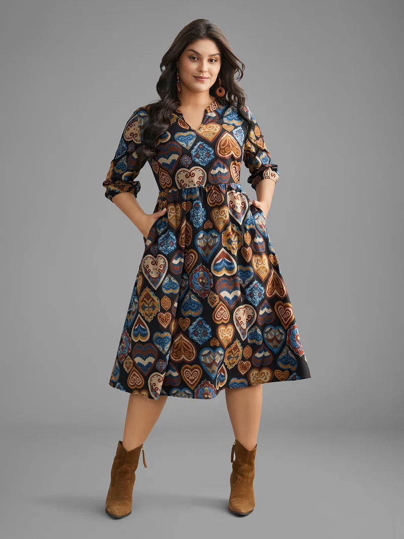 Bandana Elastic Waist Lantern Sleeve Dress