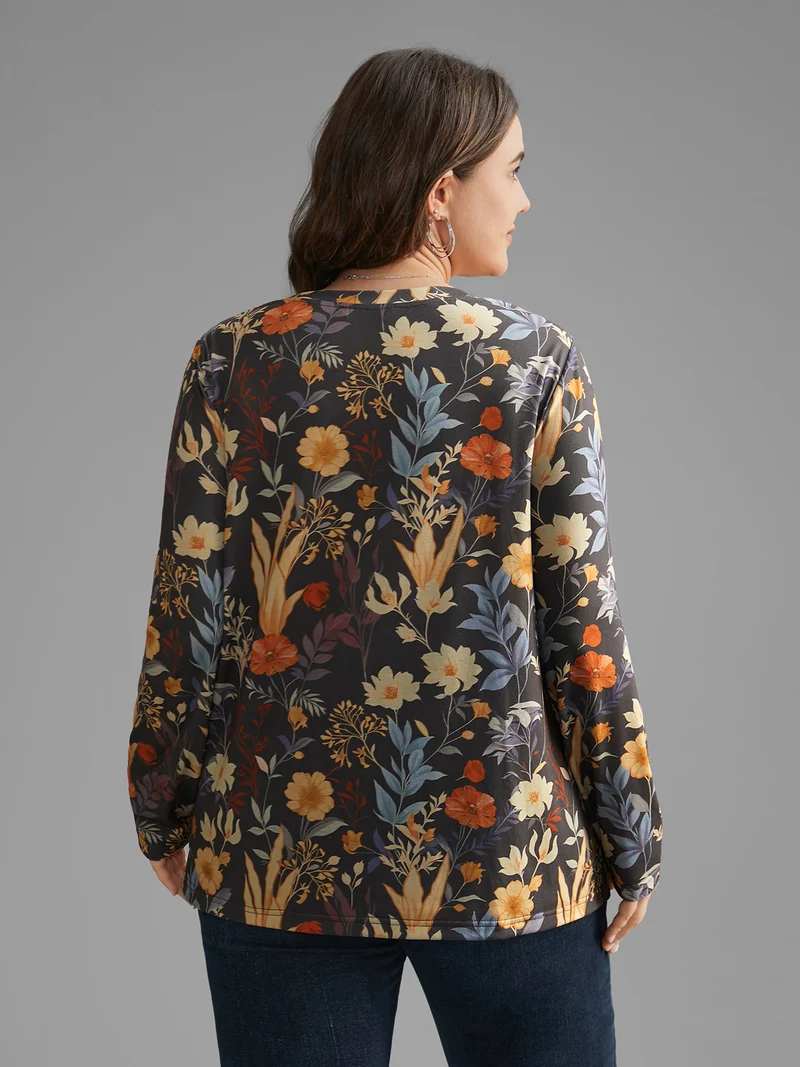 Floral Print Round Neck T-shirt