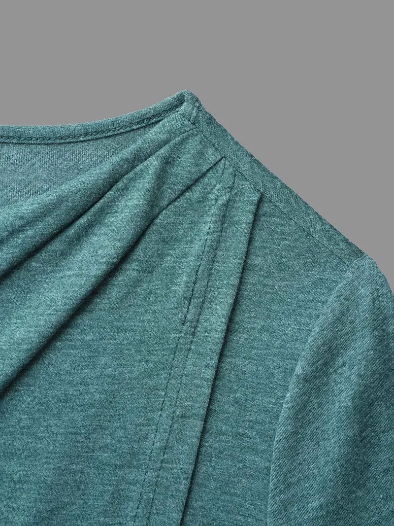 Cowl Neck Plain Wrap Hem T-shirt