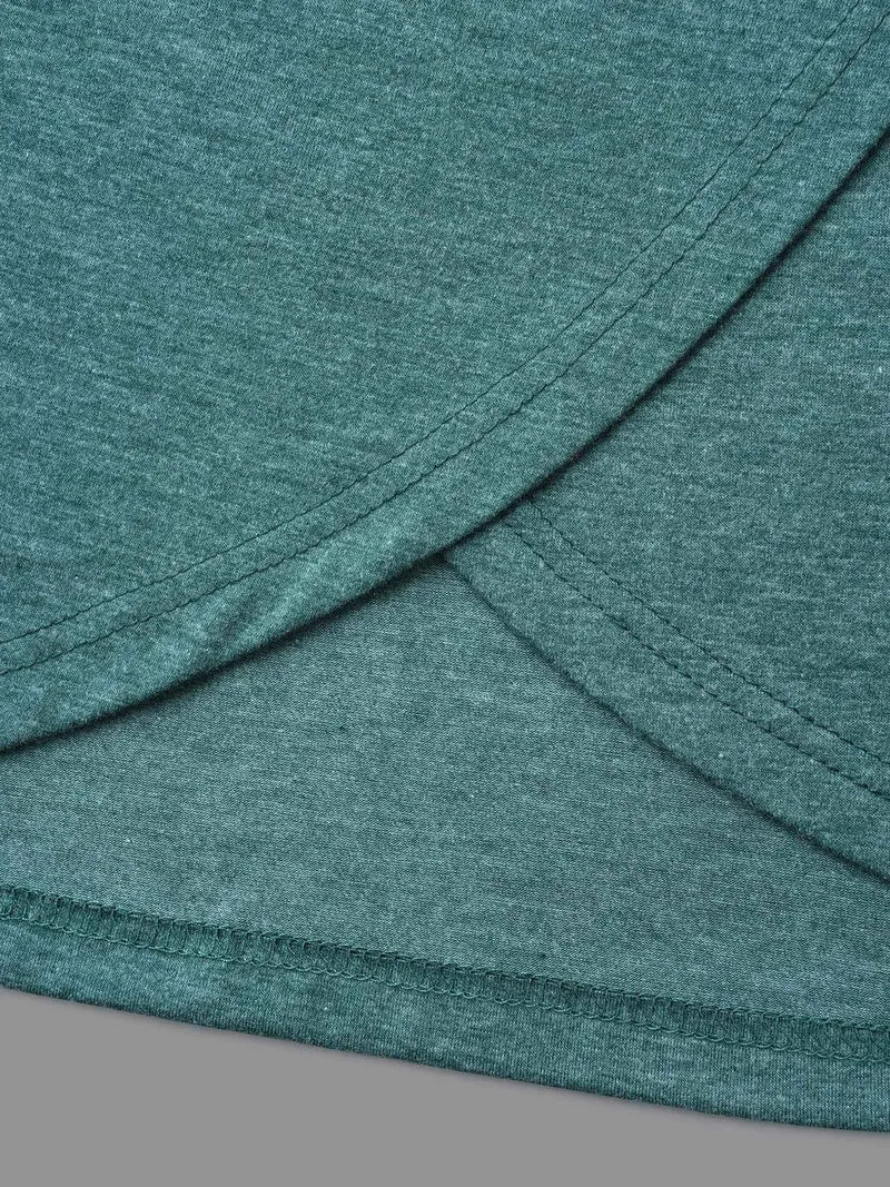 Cowl Neck Plain Wrap Hem T-shirt