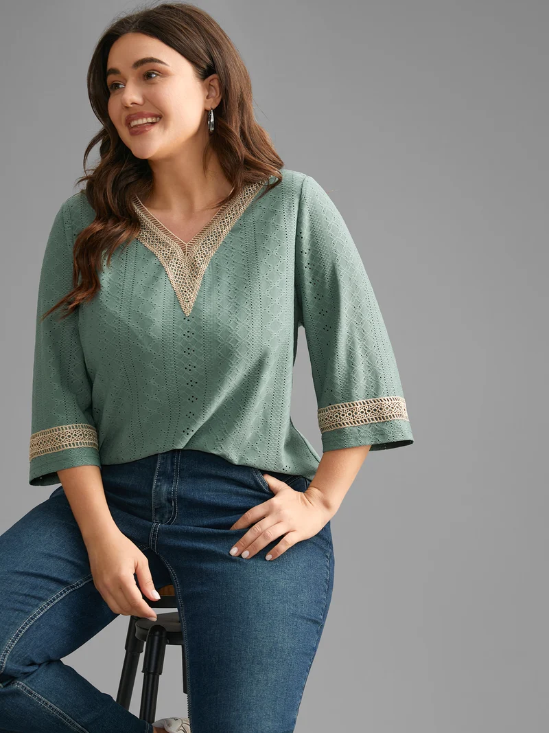 Woven Ribbon Patchwork Contrast T-shirt