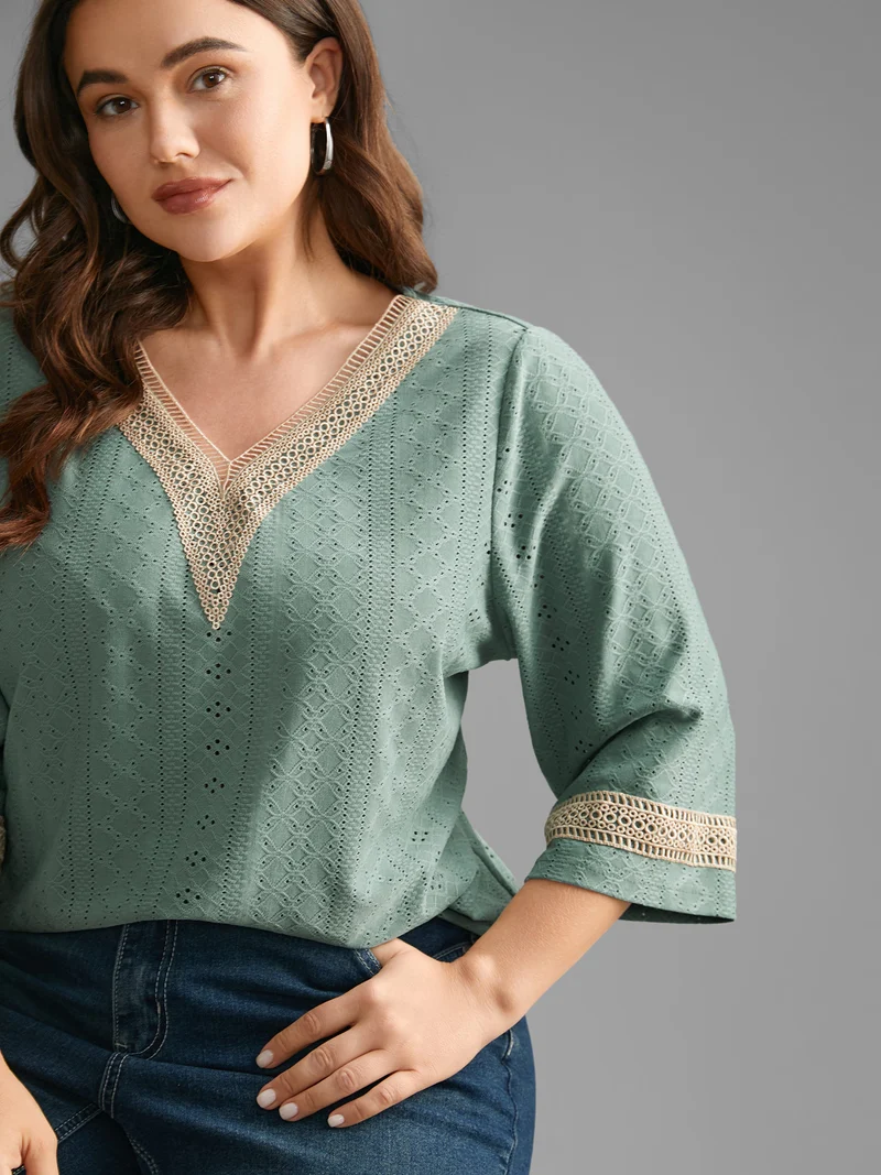 Woven Ribbon Patchwork Contrast T-shirt