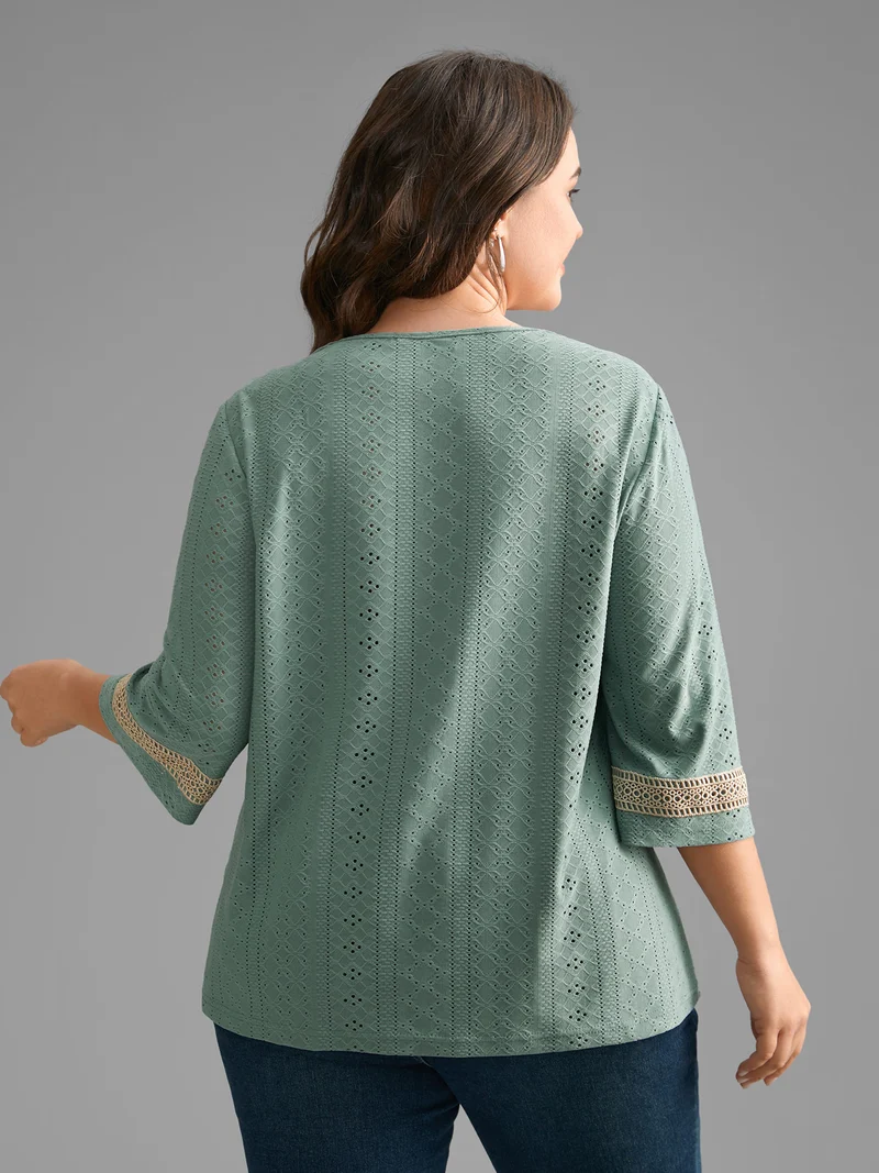 Woven Ribbon Patchwork Contrast T-shirt