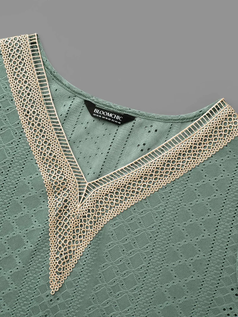 Woven Ribbon Patchwork Contrast T-shirt