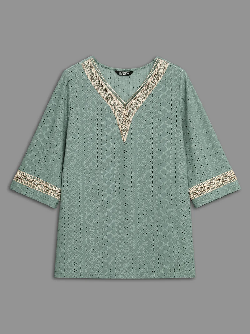 Woven Ribbon Patchwork Contrast T-shirt