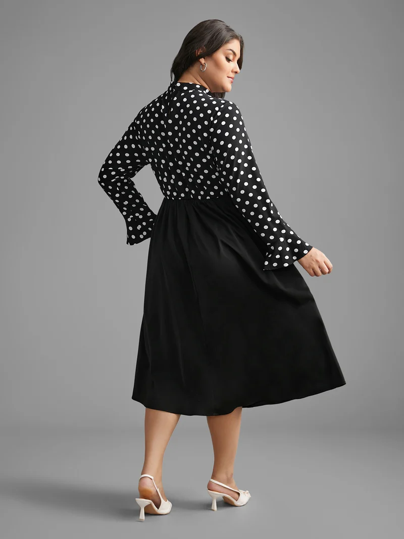 Polka Dot Patchwork Keyhole Dress