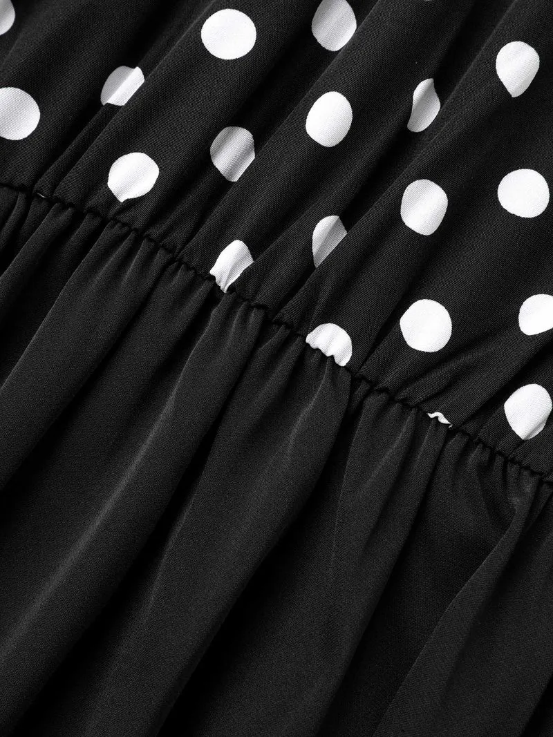 Polka Dot Patchwork Keyhole Dress