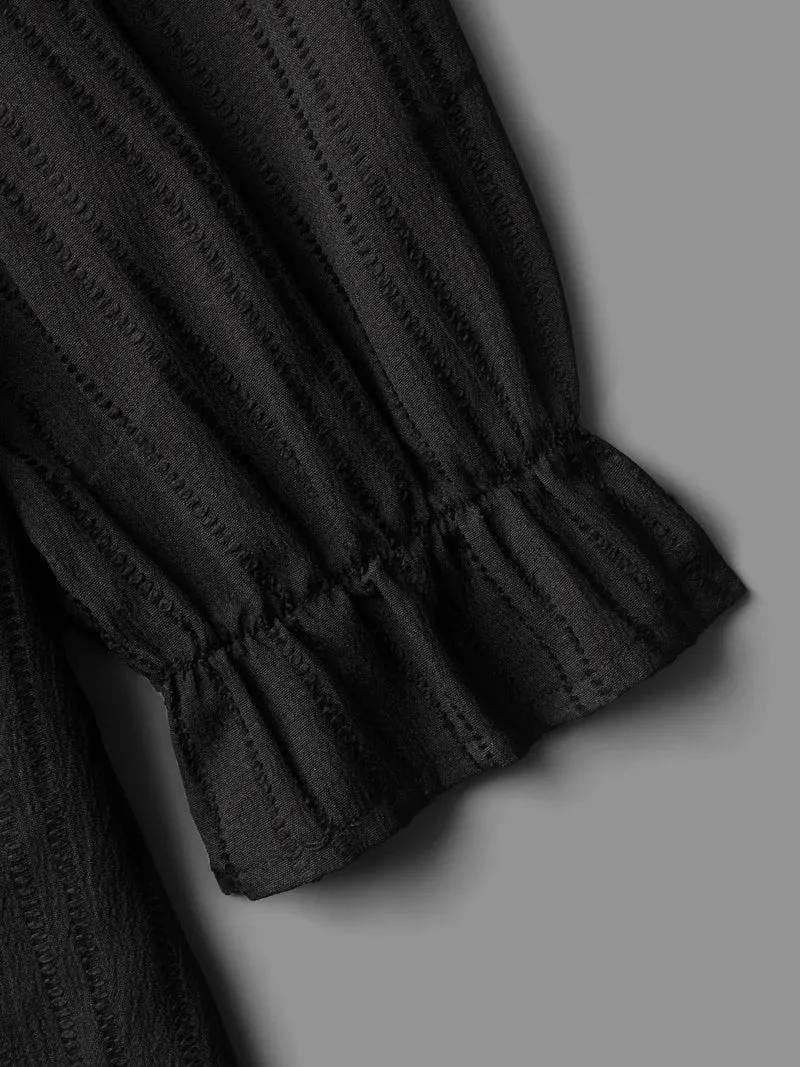 Textured Lace Patchwork Pleated Blouse