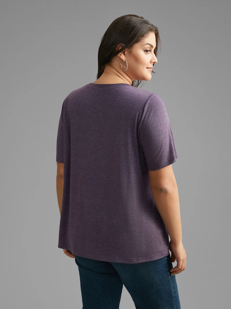 Round Neck Moon & Floral Print T-shirt
