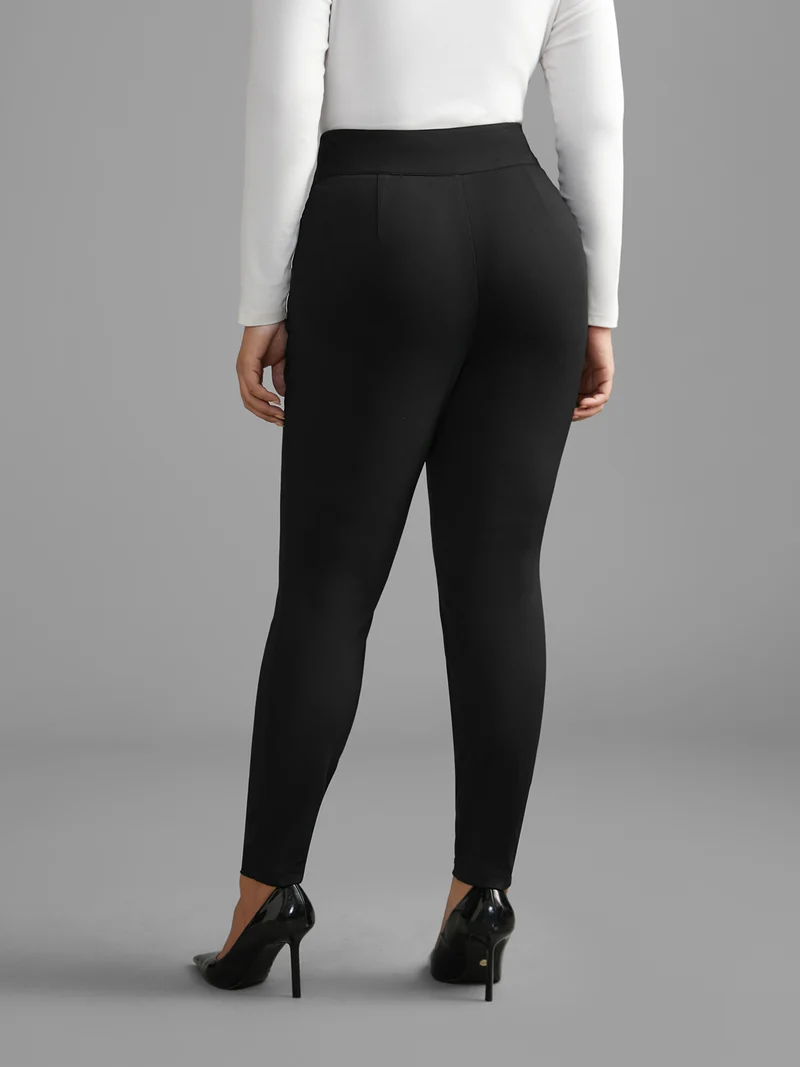 Mid Rise Buckle Detail Skinny Pants